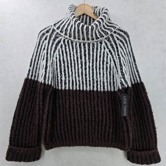 Anthropologie Love Token Daytona Turtleneck Chunky Sweater Women's Size Small - Picture 6 of 13